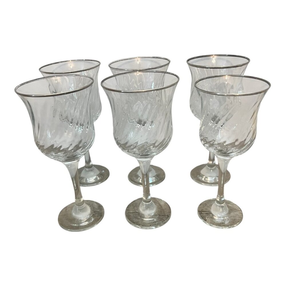 6 Crystal Clear Industries Regent Gold Swirl Wine, Water Glasses Set See Descrip